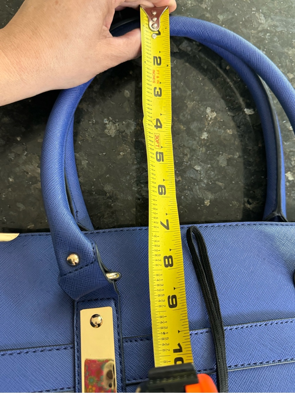 Aldo Royal Blue Structured Tote with Gold Accents - Picture 10 of 16
